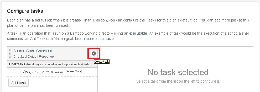 bamboo configure tasks delete task