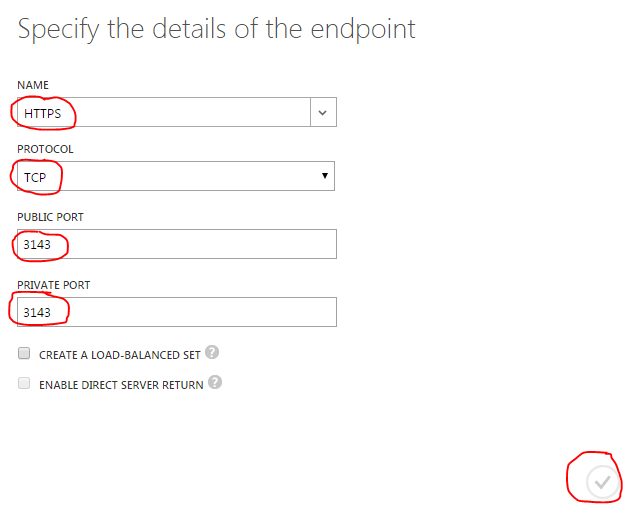 configuring azure end point details https