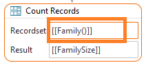 Count Records - Recordset - Family - Result - Family Size as done in Warewolf