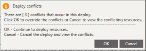Deploy conflicts that show when using the deploy function in warewolf