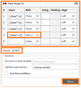Data Merge tool as seen in the How to create a CSV in Warewolf article